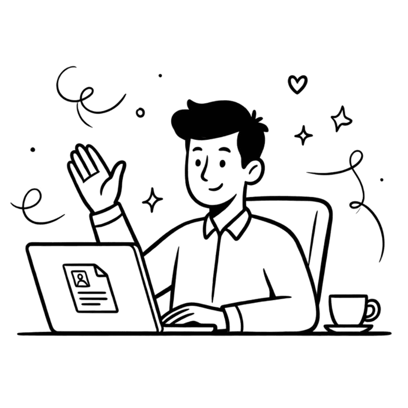 Person working on resume at desk